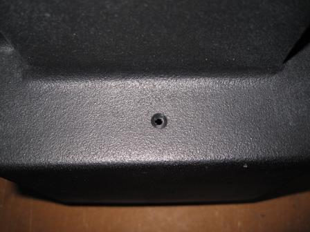 Reload Tackle Pod, countersunk hole for battery strap fastenings